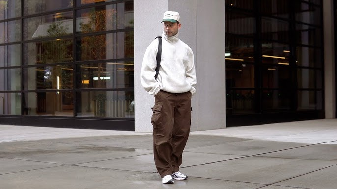 Pants streetwear outfit inspiration featuring wide-leg sweatpants and cargo pants