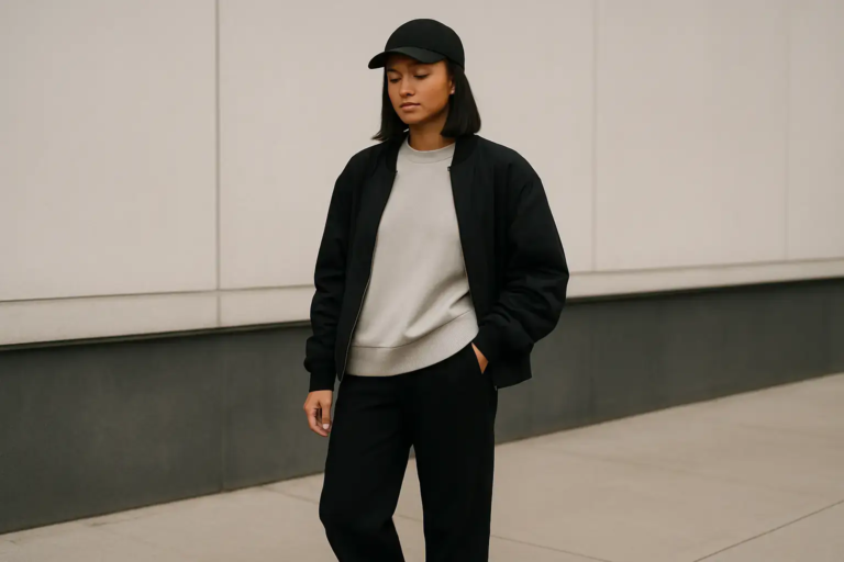 Streetwear jacket outfits shown through layered bomber, denim, and technical shell looks